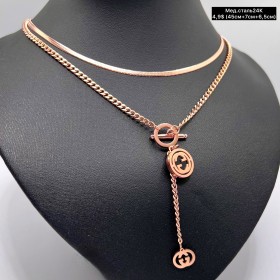 Цепочка мед.сталь24К 10220 ( 45+7см+6.5 см.)	